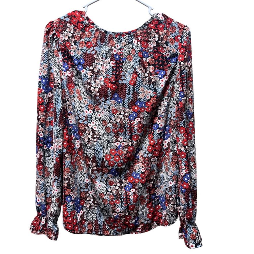 Dokotoo - Red, Blue, White Floral Print Women’s Blouse - Picture 5 of 9